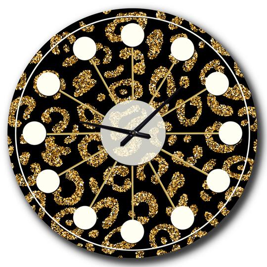 Designart 'Golden Leopard Fur Mid-Century Modern Wall Clock